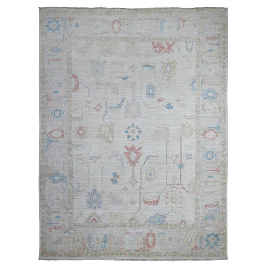 Oushak And Peshawar Wool Hand Knotted Rug Grey Gray 8.9X11.11 -O088863