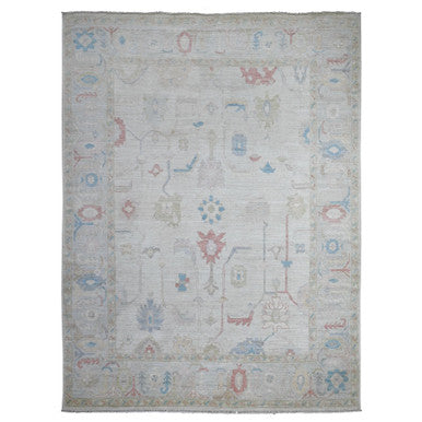 Oushak And Peshawar Wool Hand Knotted Rug Grey Gray 8.9X11.11 -O088863