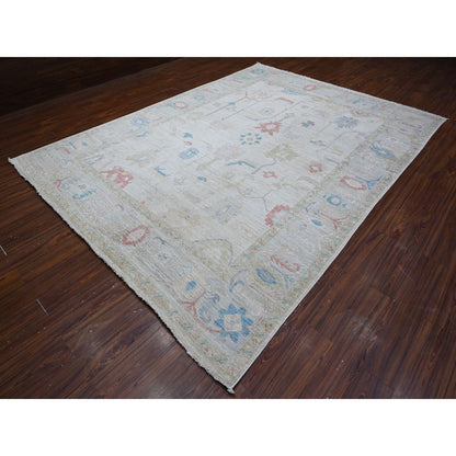 Oushak And Peshawar Wool Hand Knotted Rug Grey Gray 8.9X11.11 -O088863