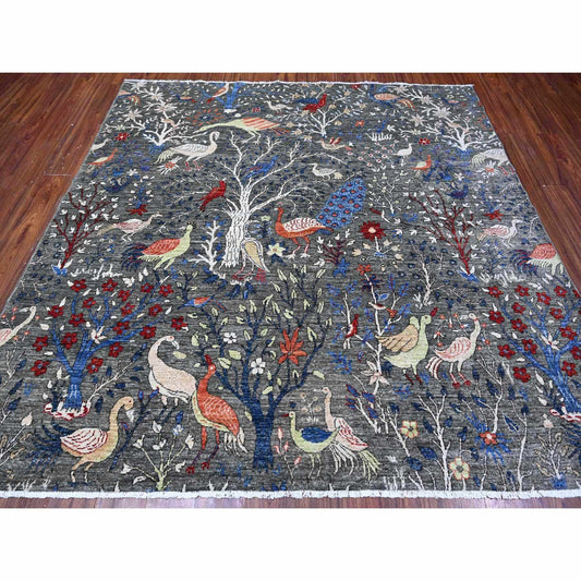 Oushak And Peshawar Wool Hand Knotted Rug Grey No Border 7.9X8.0 -O088867