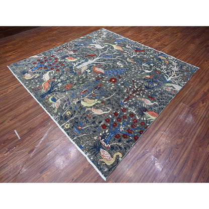 Oushak And Peshawar Wool Hand Knotted Rug Grey No Border 7.9X8.0 -O088867