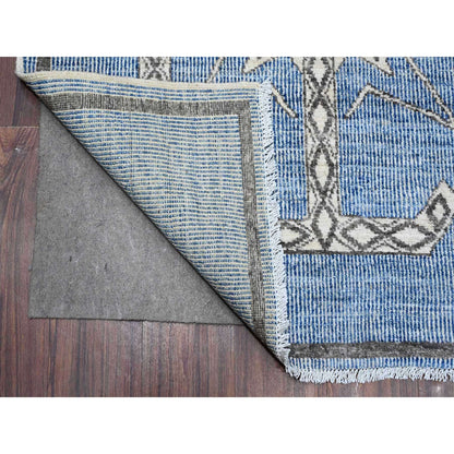 Oushak And Peshawar Wool Hand Knotted Rug Blue Black 8.0X9.8 -O088871