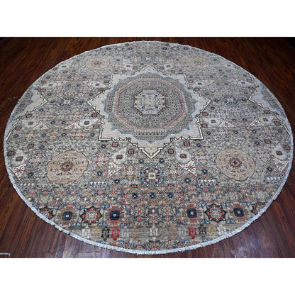Mamluk Wool Hand Knotted Rug Grey No Border 9.11X10.1 -O088872