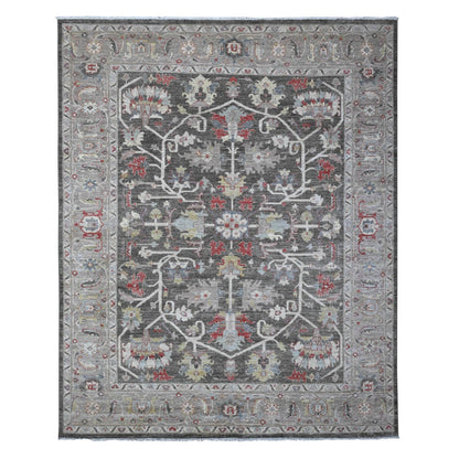 Heriz Wool Hand Knotted Rug Black Gray 7.11X9.7 -O088873
