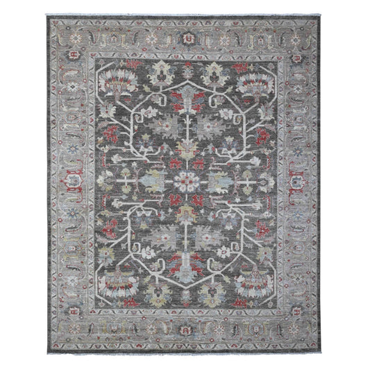 Heriz Wool Hand Knotted Rug Black Gray 7.11X9.7 -O088873