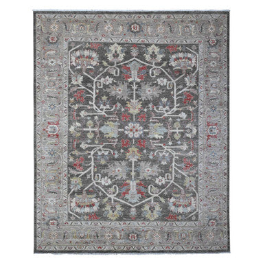 Heriz Wool Hand Knotted Rug Black Gray 7.11X9.7 -O088873
