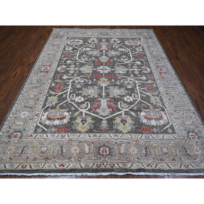Heriz Wool Hand Knotted Rug Black Gray 7.11X9.7 -O088873