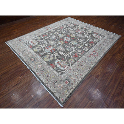 Heriz Wool Hand Knotted Rug Black Gray 7.11X9.7 -O088873