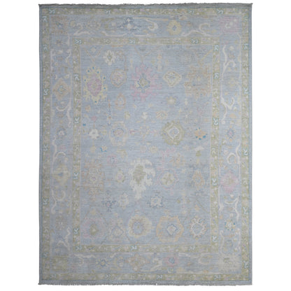 Oushak And Peshawar Wool Hand Knotted Rug Blue Blue 8.10X11.8 -O088876