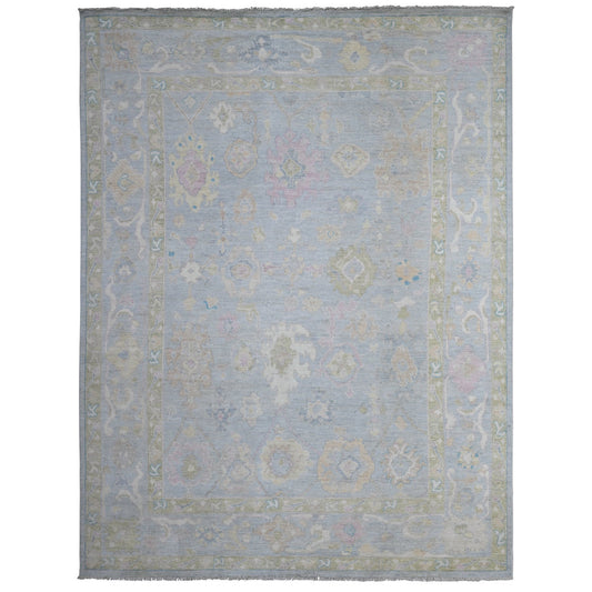 Oushak And Peshawar Wool Hand Knotted Rug Blue Blue 8.10X11.8 -O088876