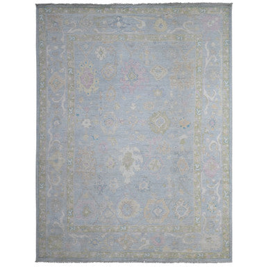 Oushak And Peshawar Wool Hand Knotted Rug Blue Blue 8.10X11.8 -O088876