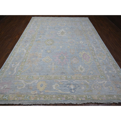 Oushak And Peshawar Wool Hand Knotted Rug Blue Blue 8.10X11.8 -O088876