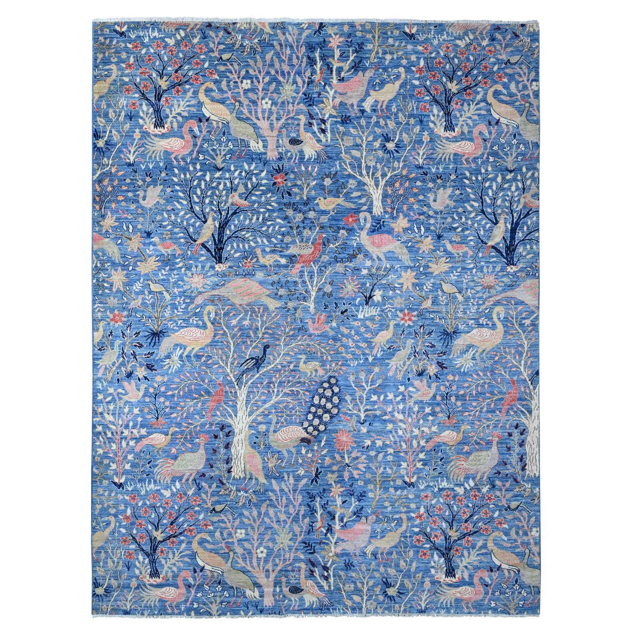 Blue 9'0" x 11'10" Oushak And Peshawar Hand knotted Wool Rug - Sku: O088878