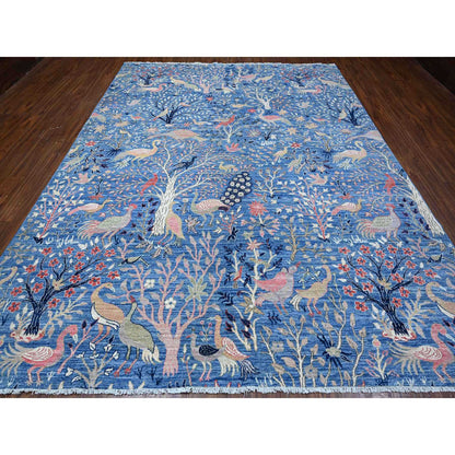 Oushak And Peshawar Wool Hand Knotted Rug Blue No Border 9.0X11.10 -O088878