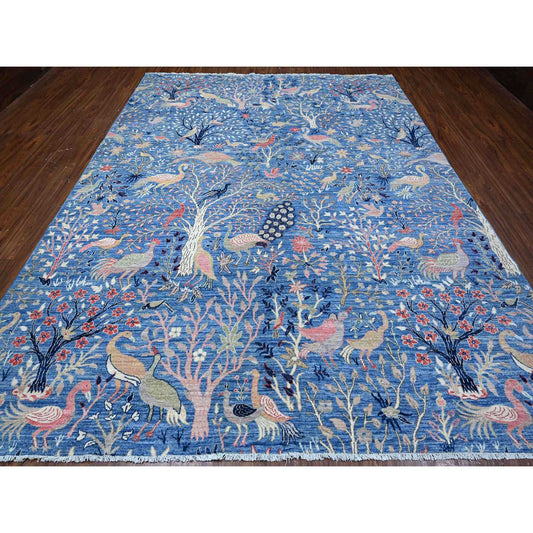 Oushak And Peshawar Wool Hand Knotted Rug Blue No Border 9.0X11.10 -O088878
