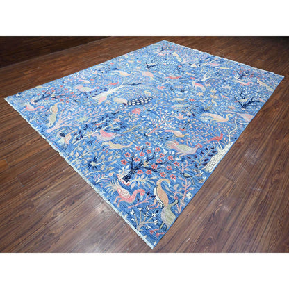 Oushak And Peshawar Wool Hand Knotted Rug Blue No Border 9.0X11.10 -O088878