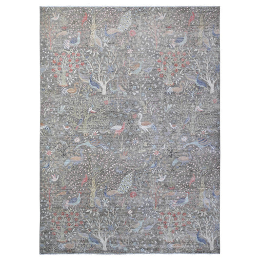 Oushak And Peshawar Wool Hand Knotted Rug Grey No Border 10.2X13.10 -O088879