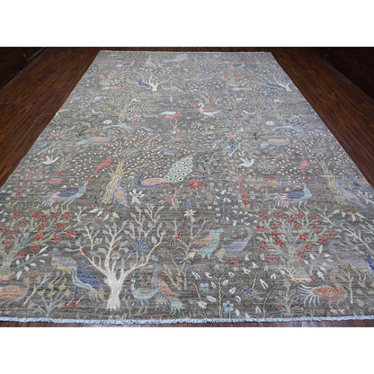 Oushak And Peshawar Wool Hand Knotted Rug Grey No Border 10.2X13.10 -O088879