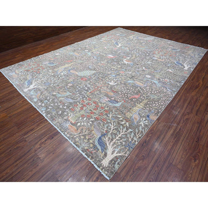 Oushak And Peshawar Wool Hand Knotted Rug Grey No Border 10.2X13.10 -O088879