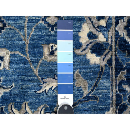 Oushak And Peshawar Wool Hand Knotted Rug Blue Blue 2.10X8.3 -O088882