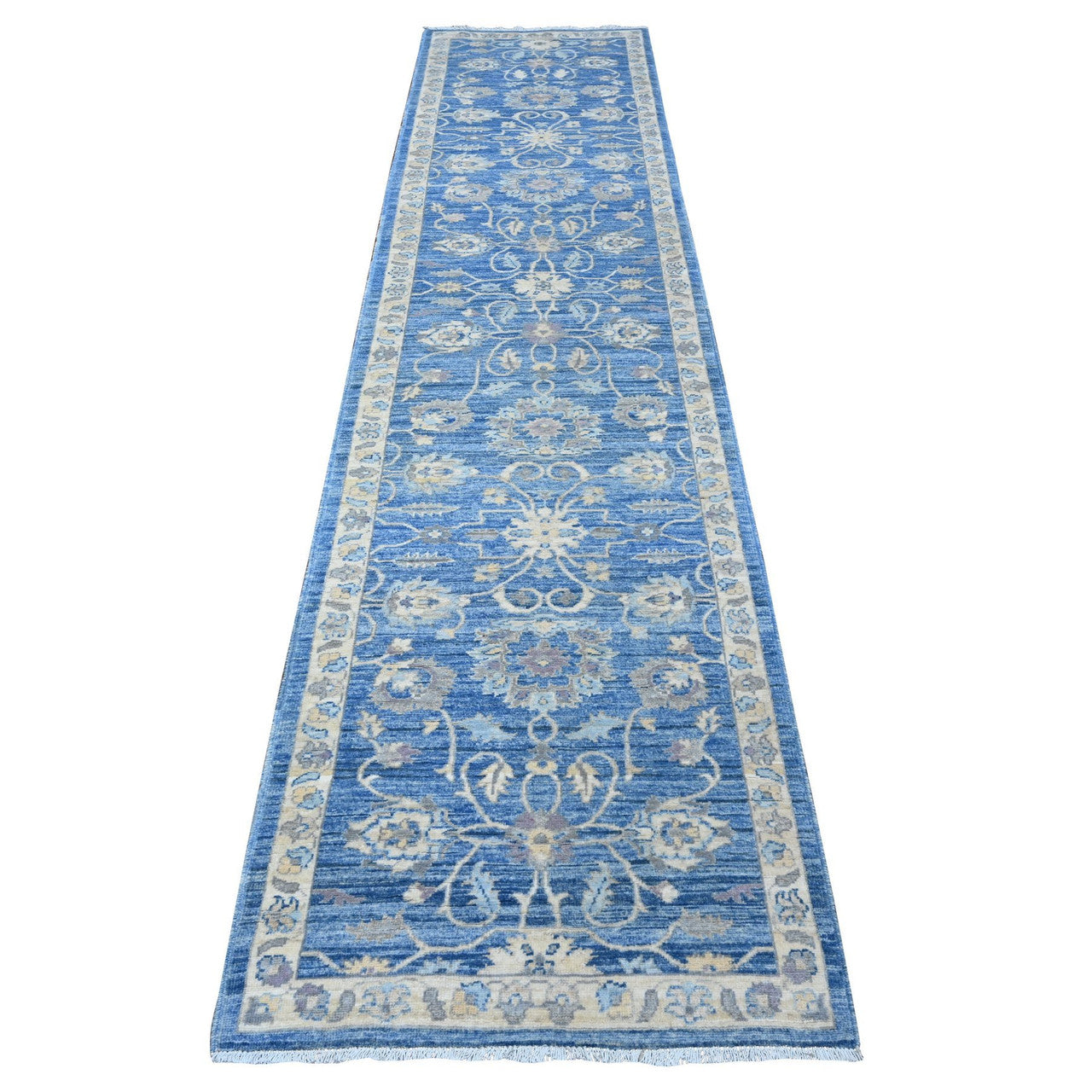 Ivory 2'7" x 11'8" Oushak And Peshawar Hand knotted Wool Rug - Sku: O088884