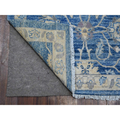 Oushak And Peshawar Wool Hand Knotted Rug Blue Ivory 2.7X11.8 -O088884