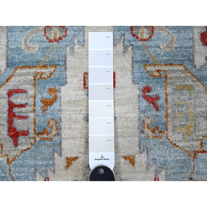 Tribal & Geometric Wool Hand Knotted Rug Ivory Gray 2.6X12.4 -O088889