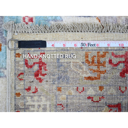 Tribal & Geometric Wool Hand Knotted Rug Ivory Gray 2.6X12.4 -O088889
