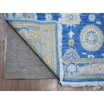 Oushak And Peshawar Wool Hand Knotted Rug Blue Gray 2.6X13.9 -O088890