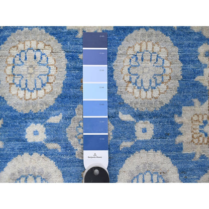 Oushak And Peshawar Wool Hand Knotted Rug Blue Gray 2.6X13.9 -O088890