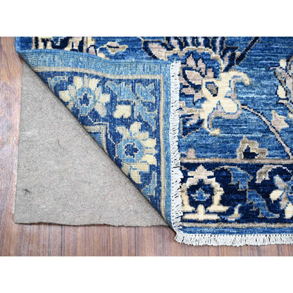 Oushak And Peshawar Wool Hand Knotted Rug Blue Blue 2.7X12.1 -O088891