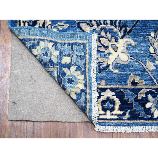 Oushak And Peshawar Wool Hand Knotted Rug Blue Blue 2.7X12.1 -O088891