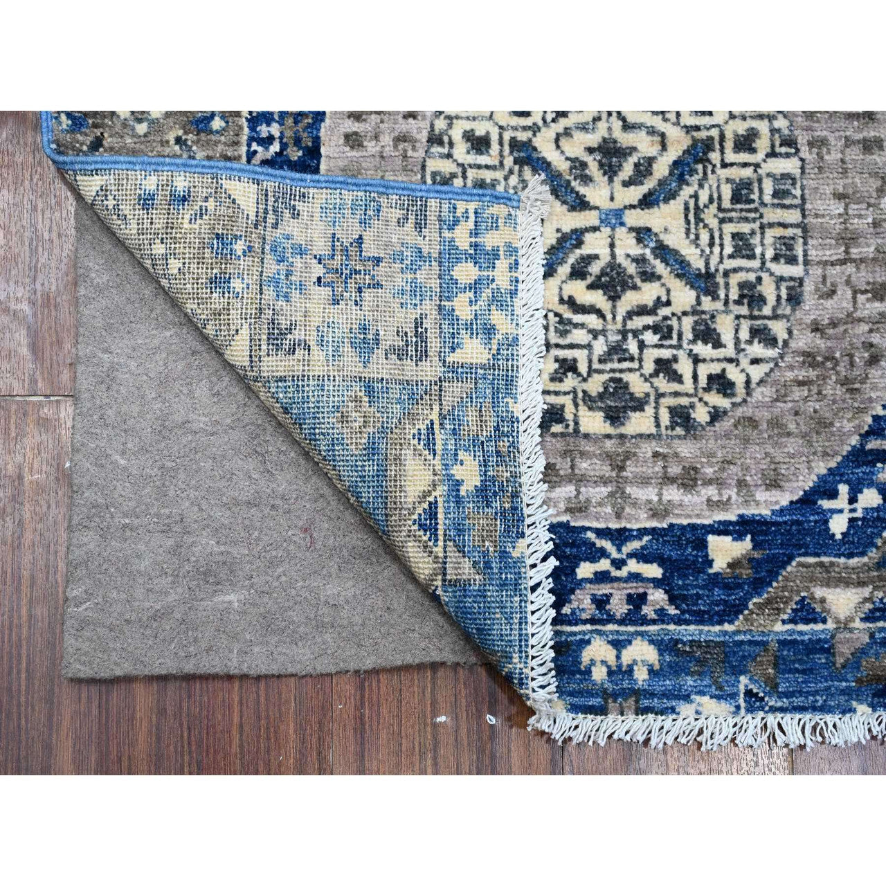Blue 2'7" x 11'9" Mamluk Hand knotted Wool Rug - Sku: O088892