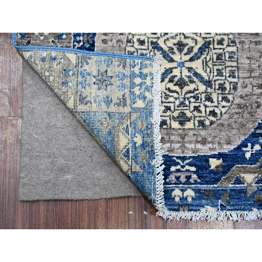 Mamluk Wool Hand Knotted Rug Blue No Border 2.7X11.9 -O088892