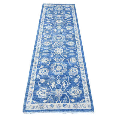 Oushak And Peshawar Wool Hand Knotted Rug Blue Blue 2.6X7.9 -O088893
