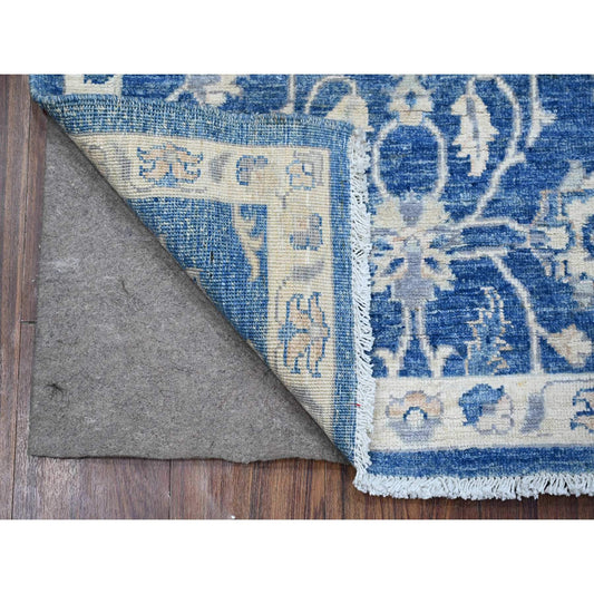 Oushak And Peshawar Wool Hand Knotted Rug Blue Blue 2.6X7.9 -O088893
