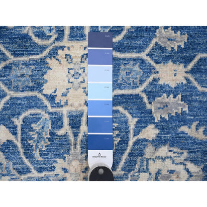 Oushak And Peshawar Wool Hand Knotted Rug Blue Blue 2.6X7.9 -O088893