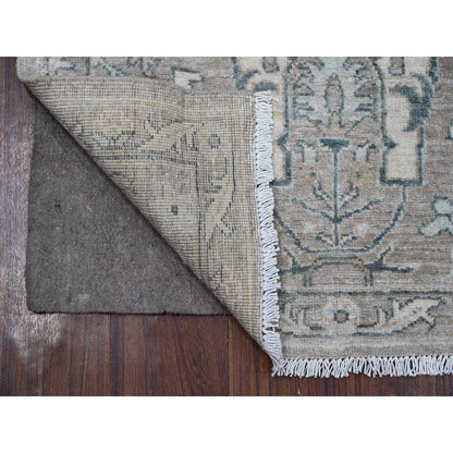 Oushak And Peshawar Wool Hand Knotted Rug Grey Gray 2.9X9.7 -O088895