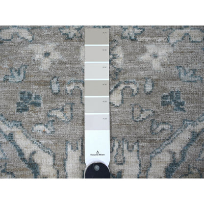 Oushak And Peshawar Wool Hand Knotted Rug Grey Gray 2.9X9.7 -O088895