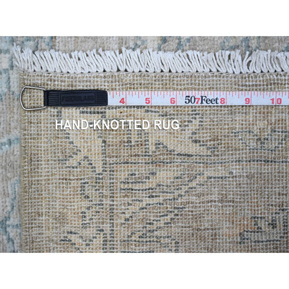 Oushak And Peshawar Wool Hand Knotted Rug Grey Gray 2.9X9.7 -O088895