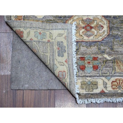 Heriz Wool Hand Knotted Rug Black Ivory 2.10X11.10 -O088896