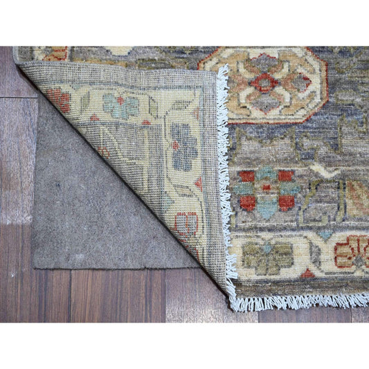 Heriz Wool Hand Knotted Rug Black Ivory 2.10X11.10 -O088896