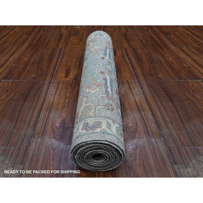 Heriz Wool Hand Knotted Rug Black Ivory 2.10X11.10 -O088896