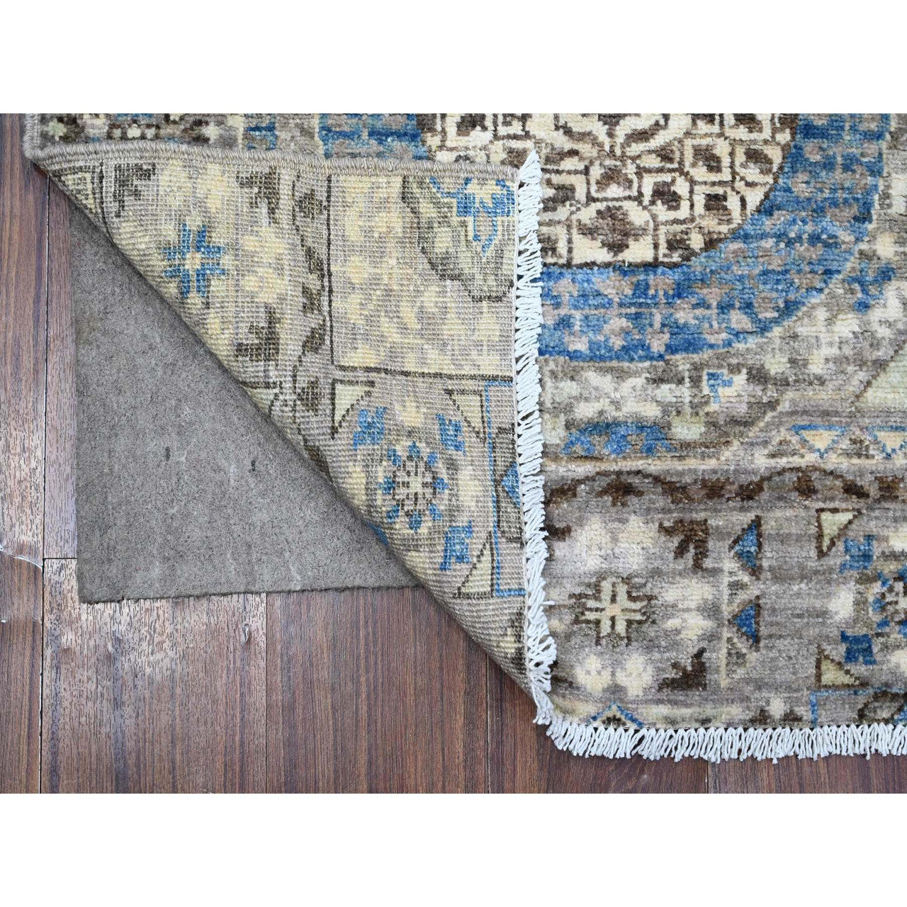 Gray 2'8" x 8'1" Mamluk Hand knotted Wool Rug - Sku: O088897