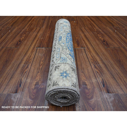 Mamluk Wool Hand Knotted Rug Grey Ivory 2.8X8.1 -O088897