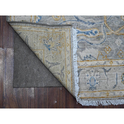 Oushak And Peshawar Wool Hand Knotted Rug Grey Silver 2.8X7.10 -O088898