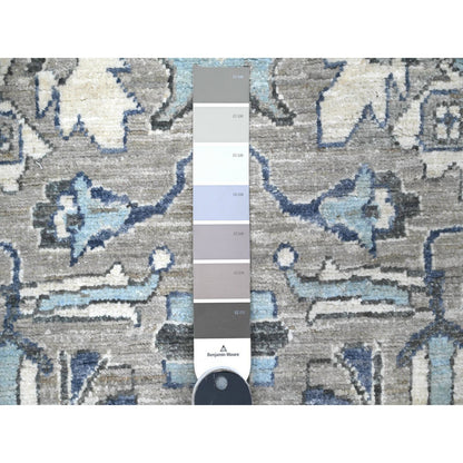 Heriz Wool Hand Knotted Rug Grey Ivory 2.5X10.8 -O088899