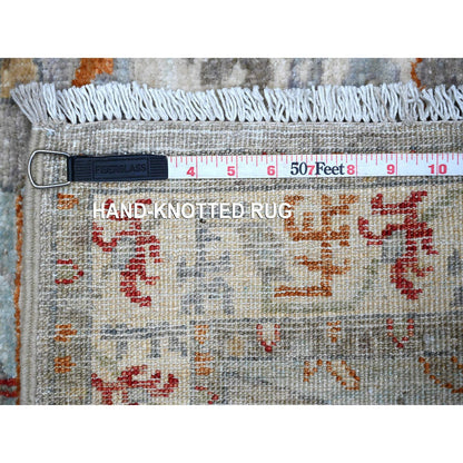 Tribal & Geometric Wool Hand Knotted Rug Grey Ivory 2.5X7.8 -O088901