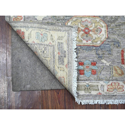 Tribal & Geometric Wool Hand Knotted Rug Black Ivory 2.5X9.9 -O088902