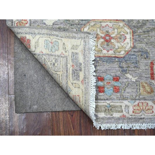 Tribal & Geometric Wool Hand Knotted Rug Black Ivory 2.5X9.9 -O088902